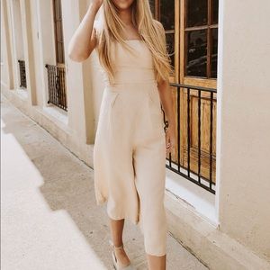 tan jumpsuit from peppermayo